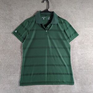 Antigua Womens Golf Polo Shirt Green Striped Short Sleeve Size Medium